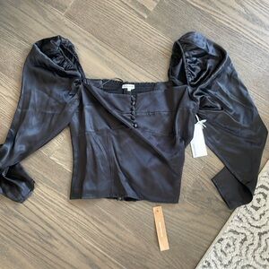 NWT Reformation Abigail 100% Silk Blouse - Black